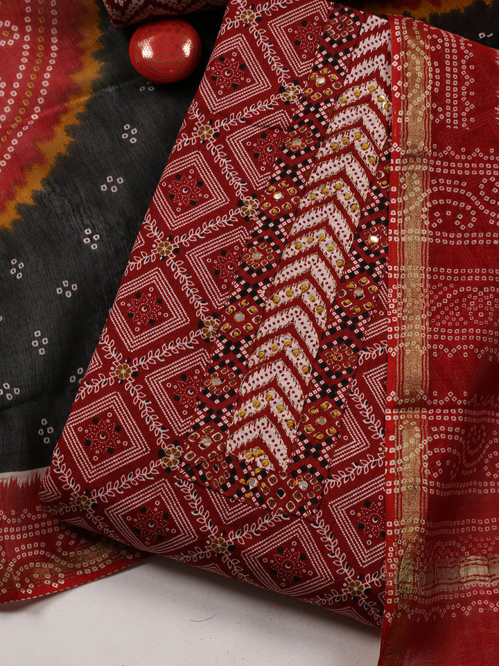 Neck Patti Cotton Blend Unstitched Suit Dupatta
