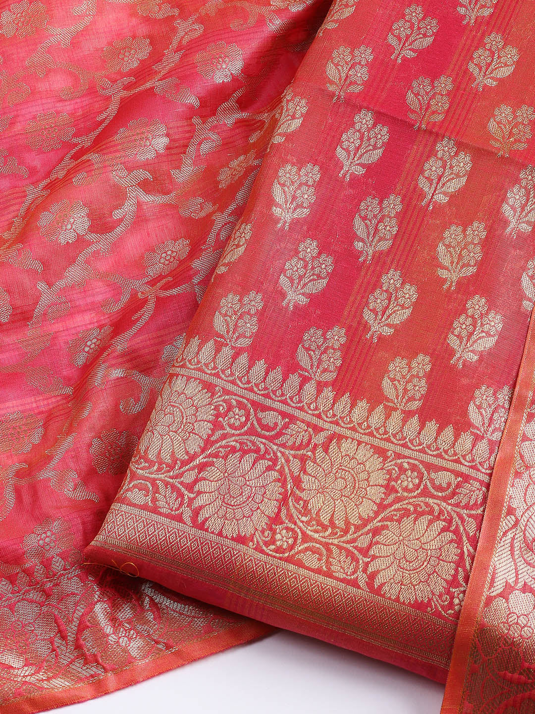 Woven Chanderi Unstitched Suit With Dupatta