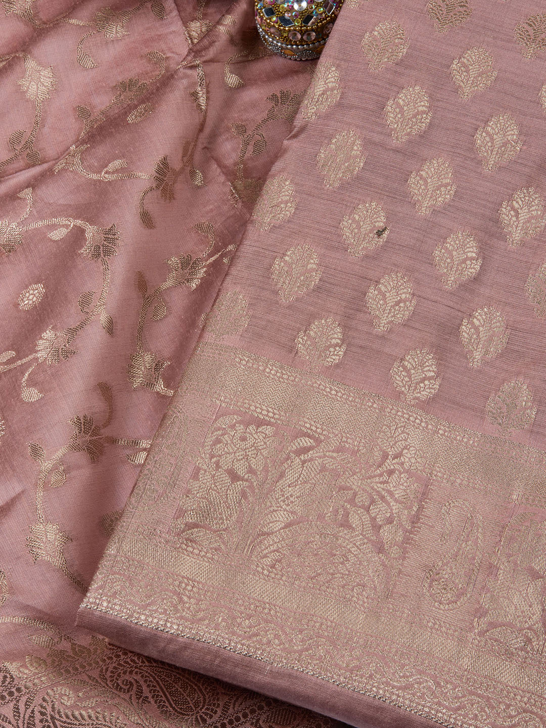 Woven Chanderi Unstitched Suit With Dupatta