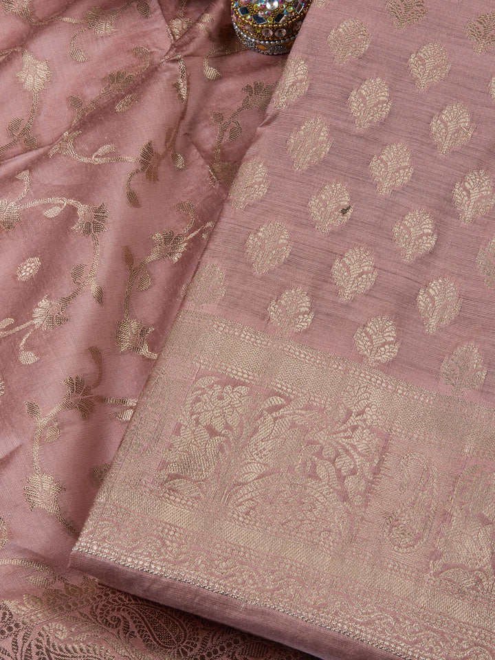 Woven Chanderi Unstitched Suit With Dupatta
