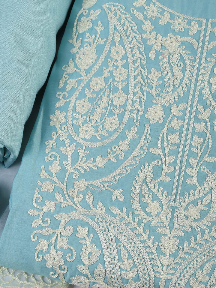 Cotton Blend Unstitched Suit Piece With Dupatta