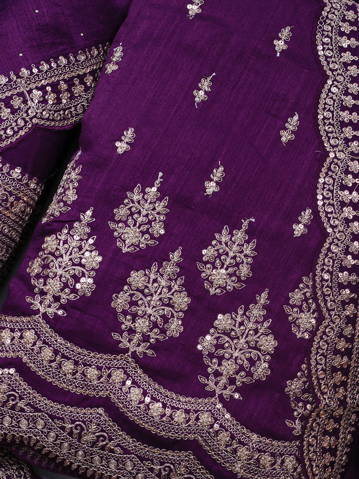 Sequence Art Silk Unstitched Suit Piece With Dupatta