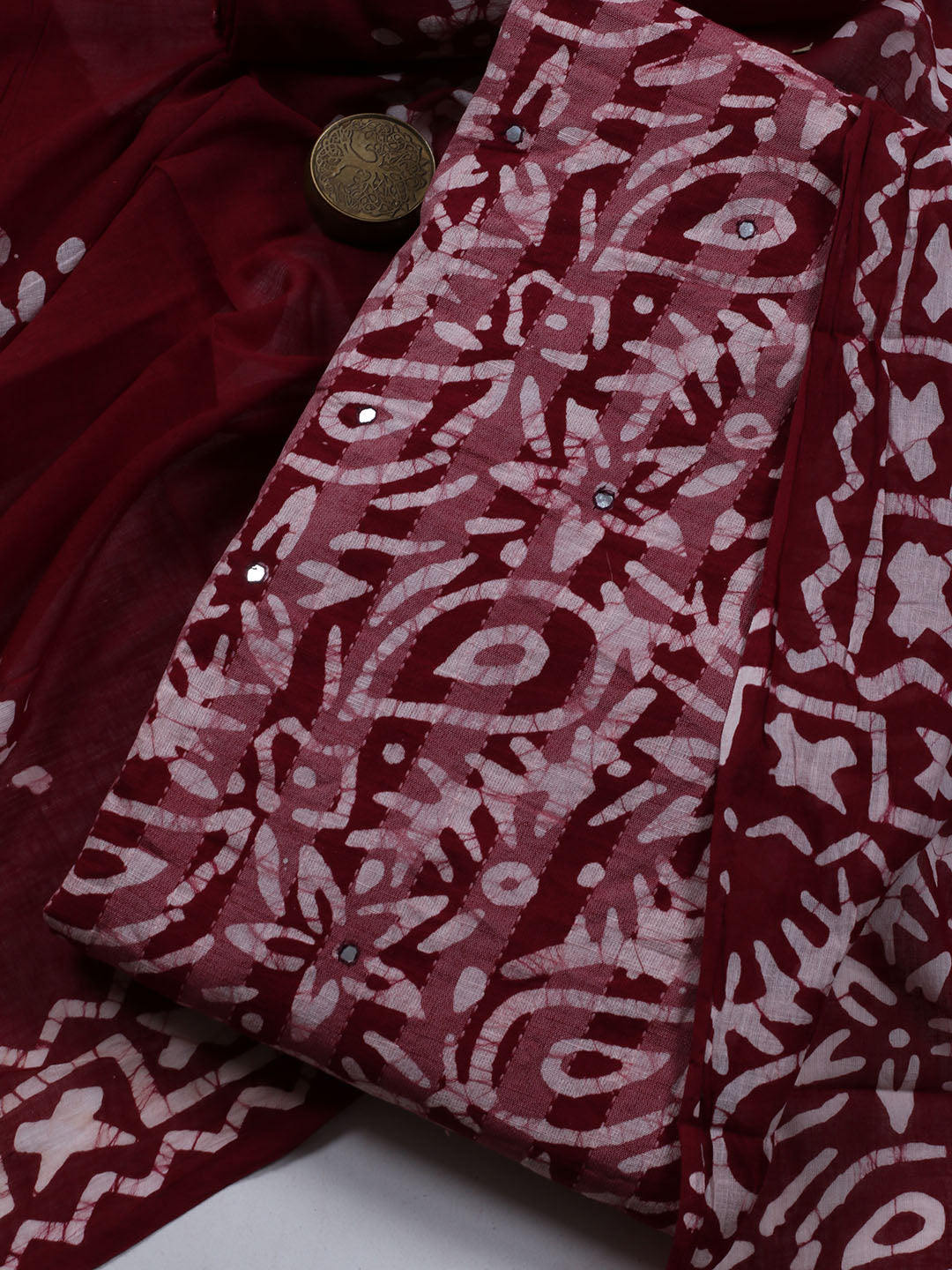 Printed Cotton Blend Unstitched Suit With Dupatta