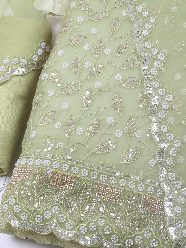 Embroidered Chiffon Unstitched Suit With Dupatta