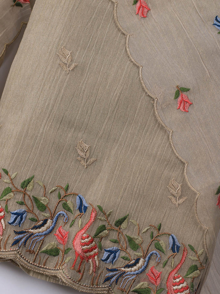 Neck Embroidery Tissue Unstitched Suit With Dupatta