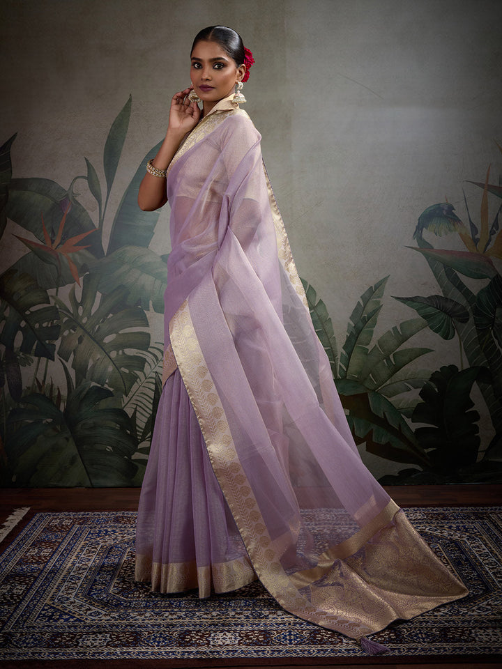 Woven Border Plain Art Silk Saree