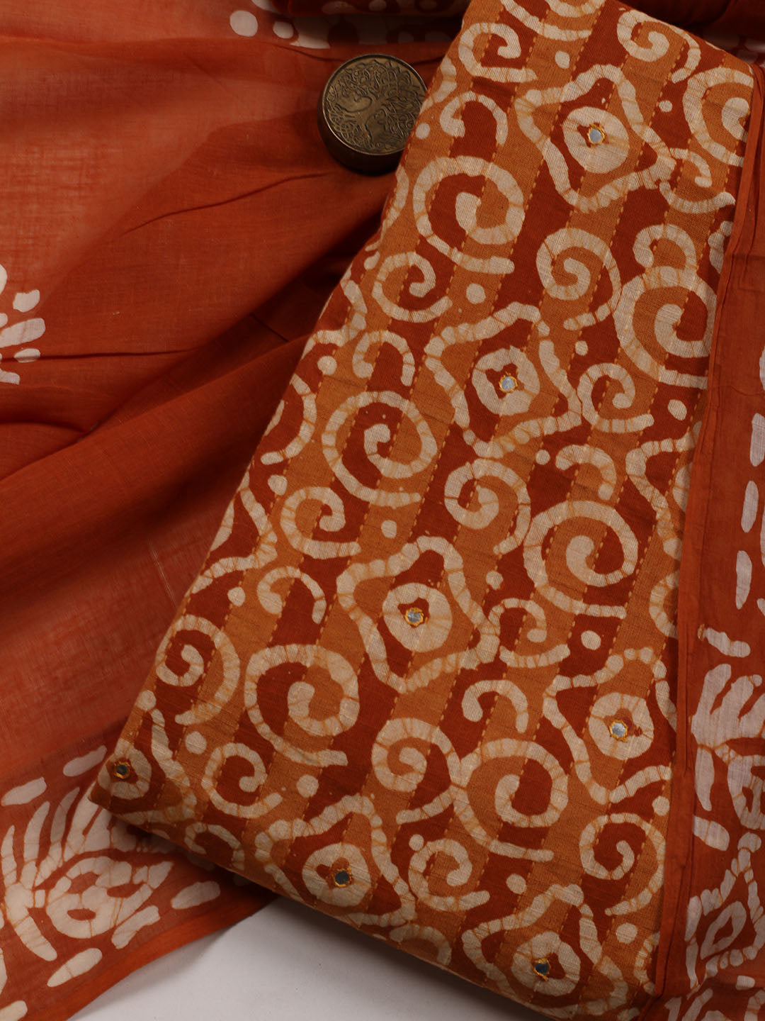 Printed Cotton Blend Unstitched Suit With Dupatta