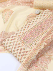 Neck Work Cotton Blend Unstitched Suit With Dupatta