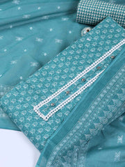 Neck Work Cotton Blend Unstitched Suit With Dupatta