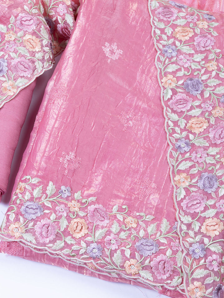 Embroidered Tissue Unstitched Suit With Dupatta