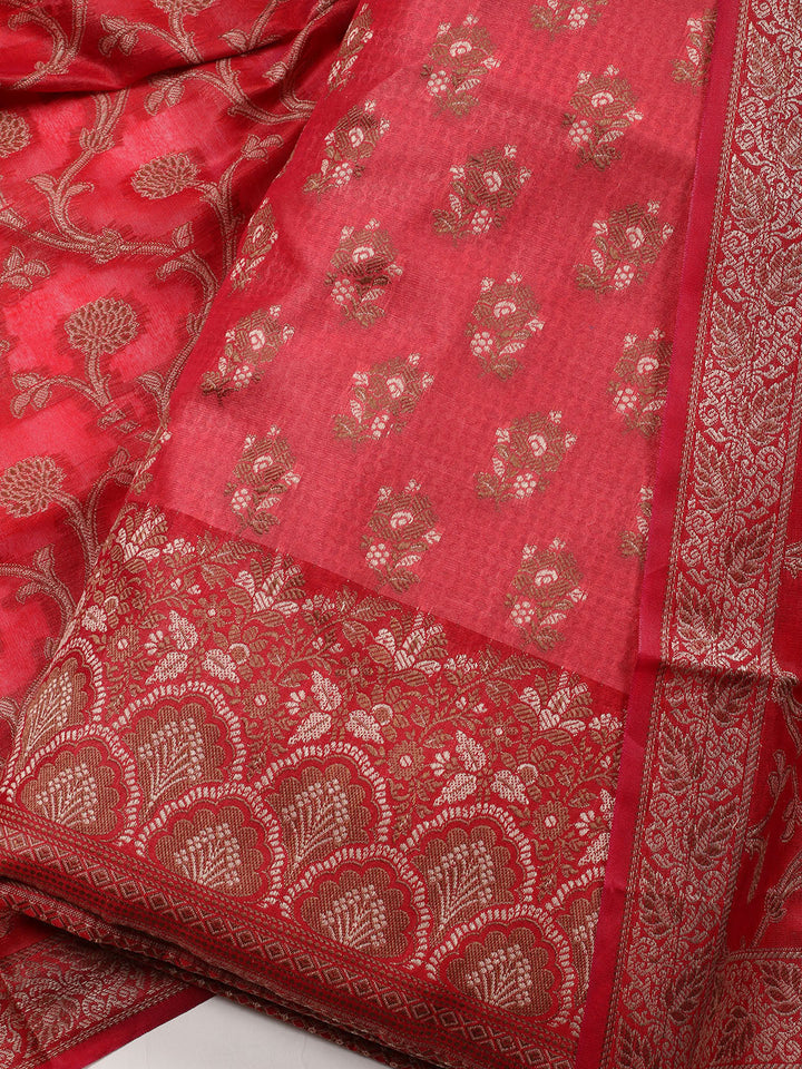 Woven Chanderi Unstitched Suit Piece With Dupatta