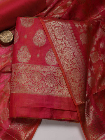 Woven Chanderi Unstitched Suit Piece With Dupatta