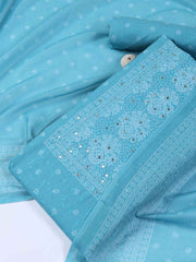 Neck Work Cotton Blend Unstitched Suit With Dupatta