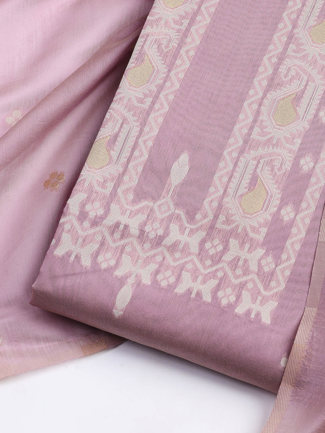 Jamdani Work Chanderi Unstitched Suit Piece With Dupatta