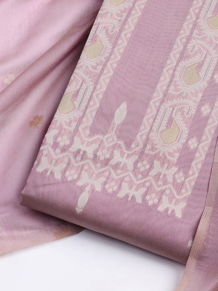 Jamdani Work Chanderi Unstitched Suit Piece With Dupatta