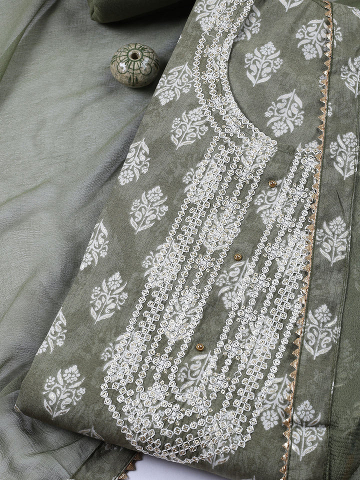 Neck Embroidery Cotton Unstitched Suit Dupatta
