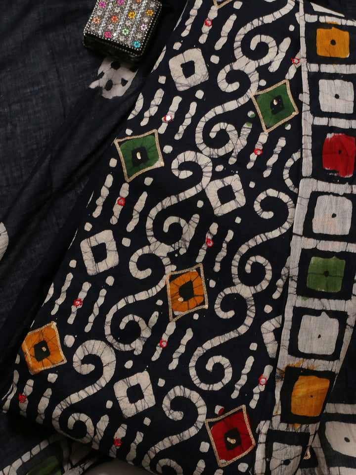 Printed Cotton Blend Unstitched Suit With Dupatta