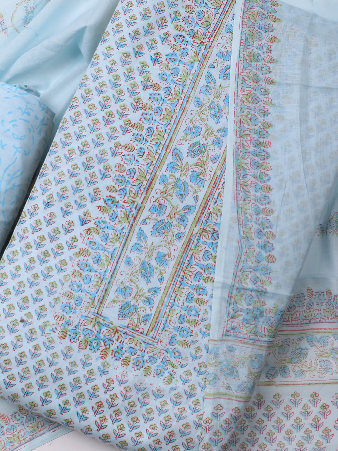 Printed Cotton Blend Unstitched Suit Piece With Dupatta