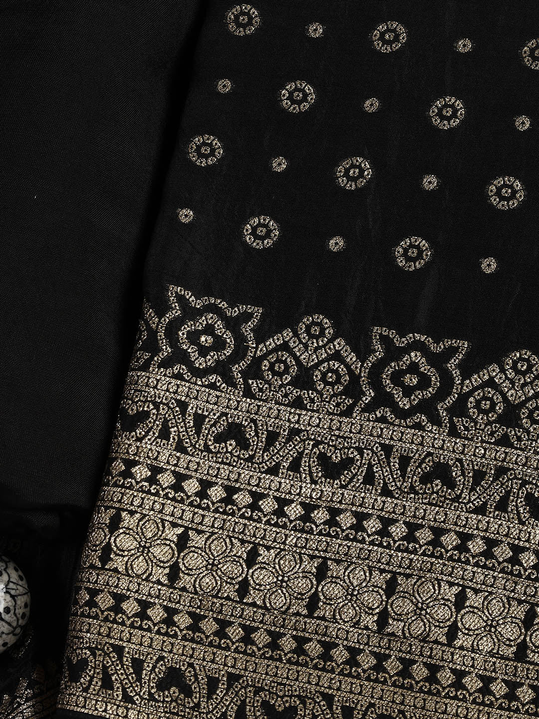 Embroidered Art Silk Unstitched Suit Piece With Dupatta