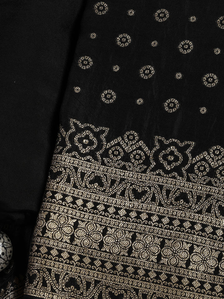 Embroidered Art Silk Unstitched Suit Piece With Dupatta