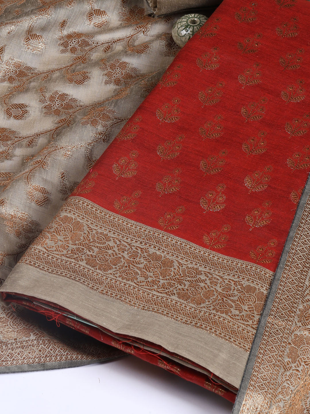 Banarasi Chanderi Unstitched Suit With Dupatta