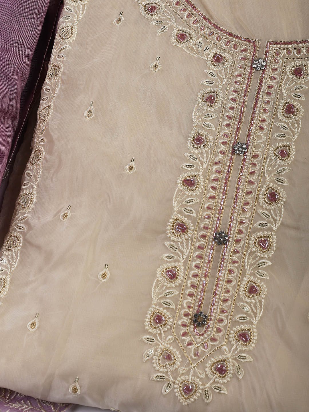 Embroidered Organza Unstitched Suit Piece With Dupatta