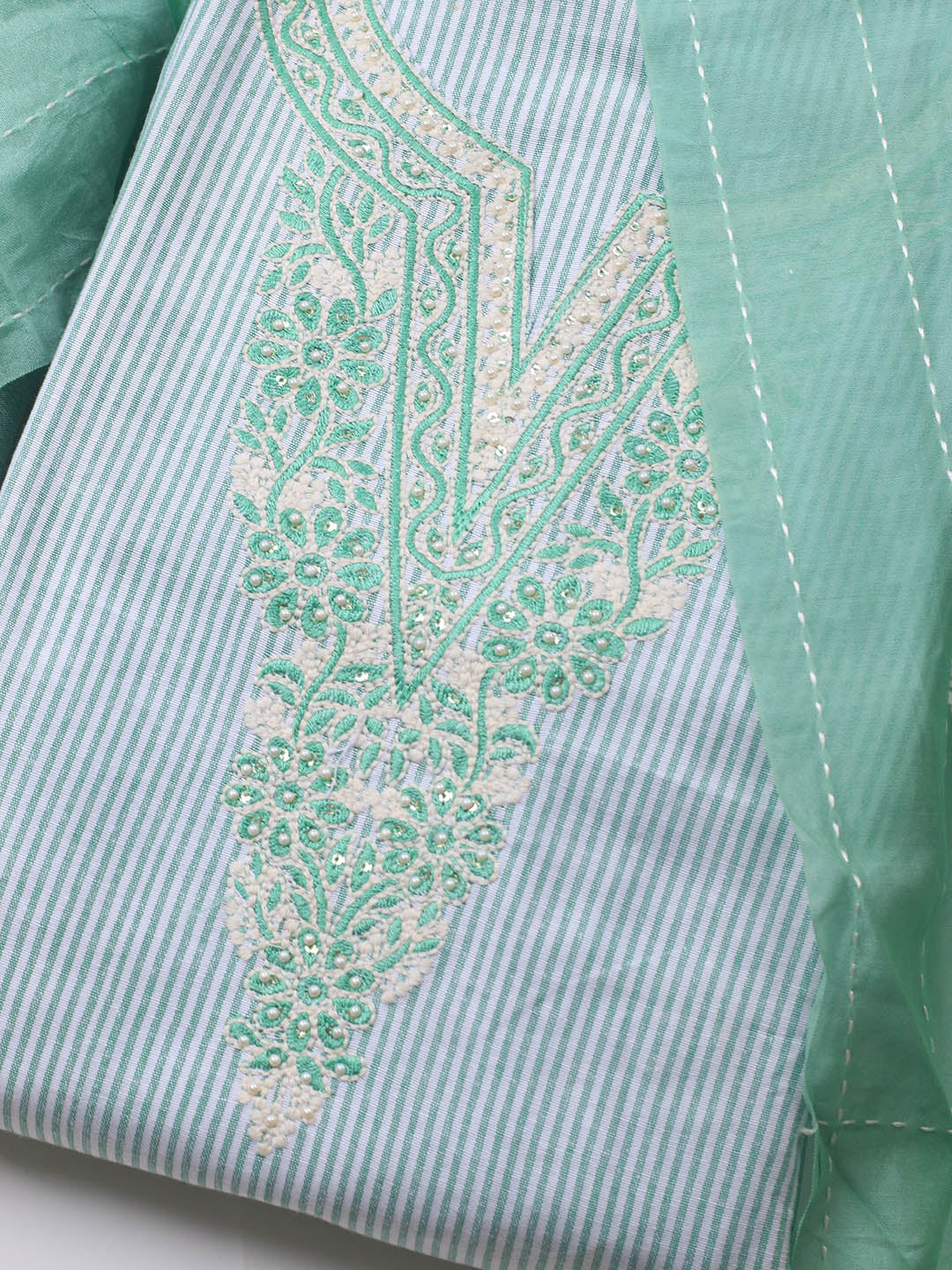Neck Embroidery Cotton Blend Unstitched Suit With Dupatta