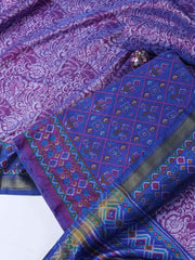 Printed Chanderi Unstitched Suit With Dupatta