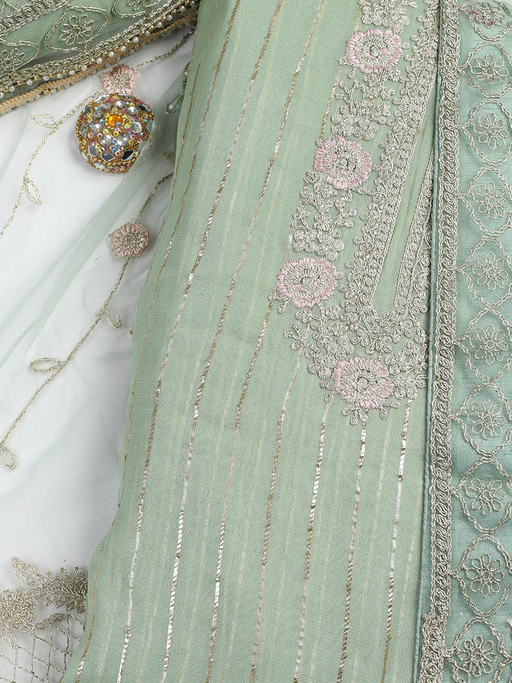 Embroidered Georgette Unstitched Suit Piece With Dupatta