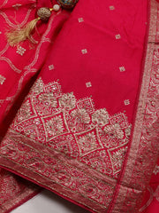 Woven Art Silk Unstitched Suit Piece With Dupatta