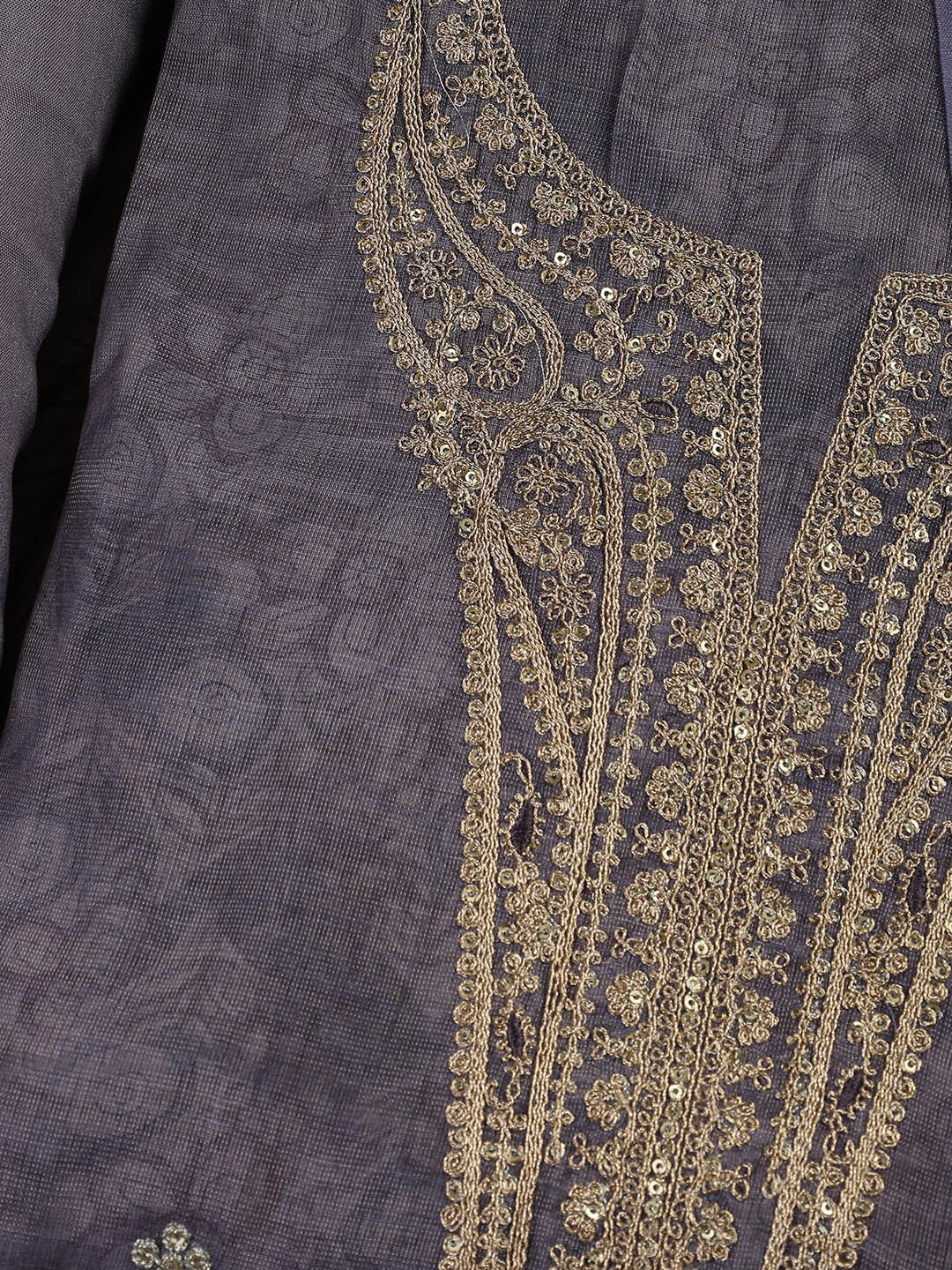 Neck Embroidery Chanderi Unstitched Suit With Dupatta