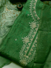 Embroidered Chanderi Unstitched Suit Piece With Dupatta