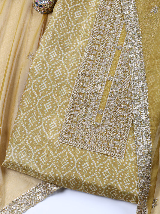 Neck Embroidered Tissue Unstitched Suit With Dupatta