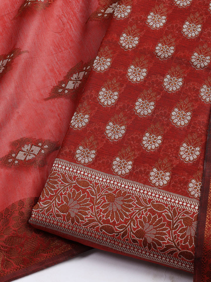 Woven Chanderi Unstitched Suit With Dupatta