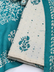 Schiffli Embroidery Cotton Blend Unstitched Suit With Dupatta