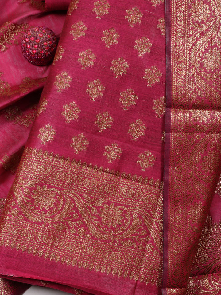 Woven Chanderi Unstitched Suit Piece With Dupatta