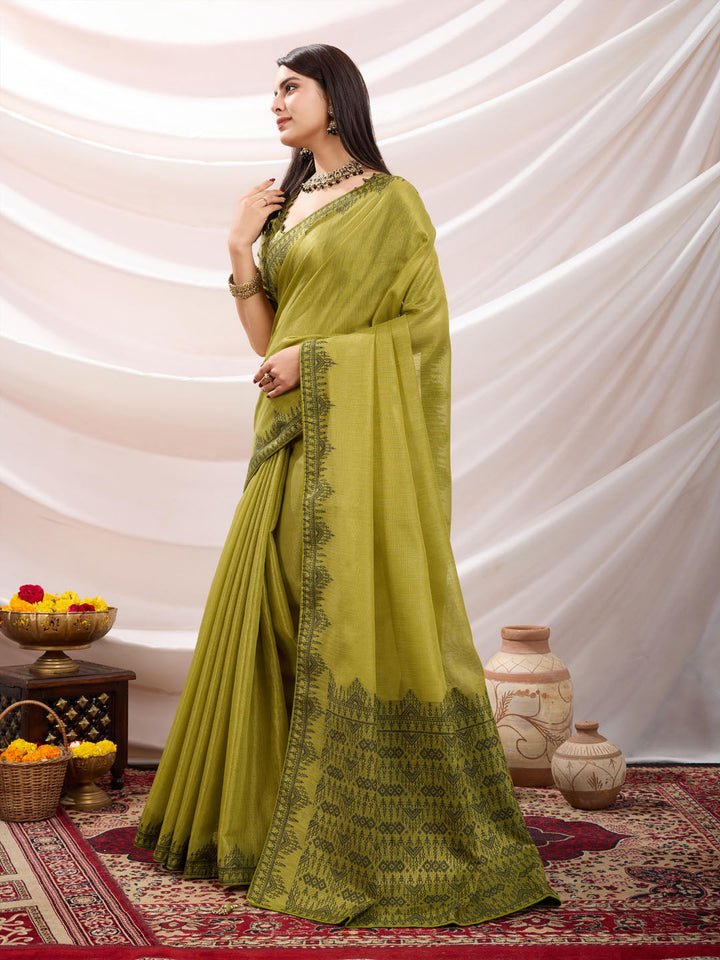 Woven Design Cotton Linen Saree