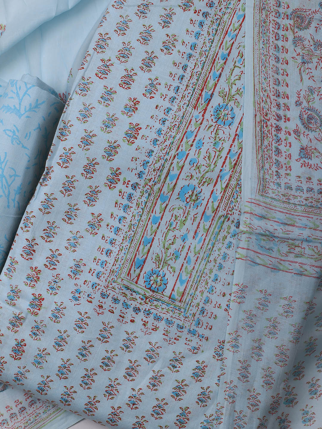 Printed Cotton Blend Unstitched Suit Piece With Dupatta