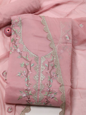 Embroidery Organza Unstitched Suit Material Dupatta