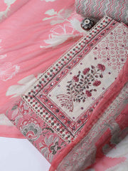 Neck Work Cotton Blend Unstitched Suit With Dupatta