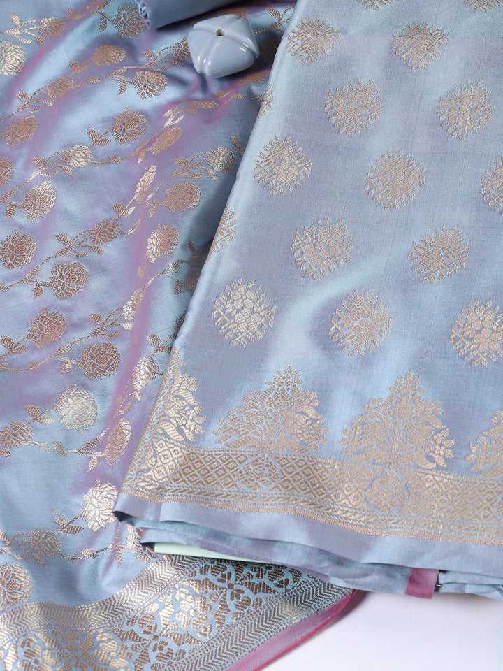 Woven Chanderi Unstitched Suit Piece With Dupatta