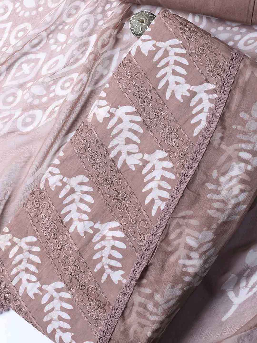 Printed Cotton Blend Unstitched Suit With Dupatta