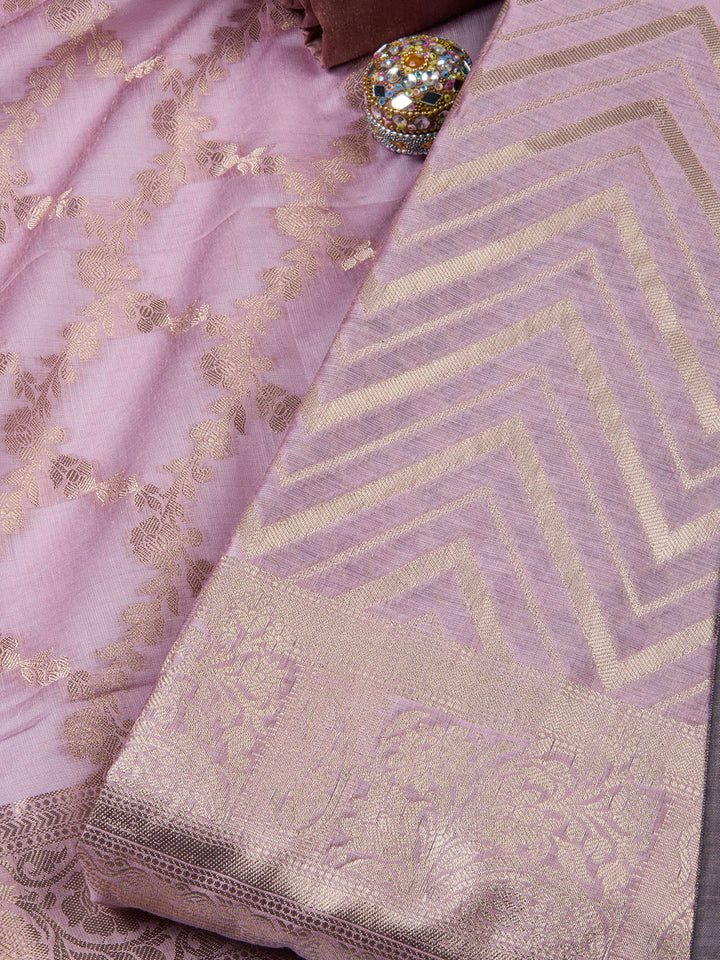 Woven Chanderi Unstitched Suit With Dupatta