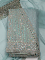 All Over Embroidered Georgette Unstitched Suit With Dupatta