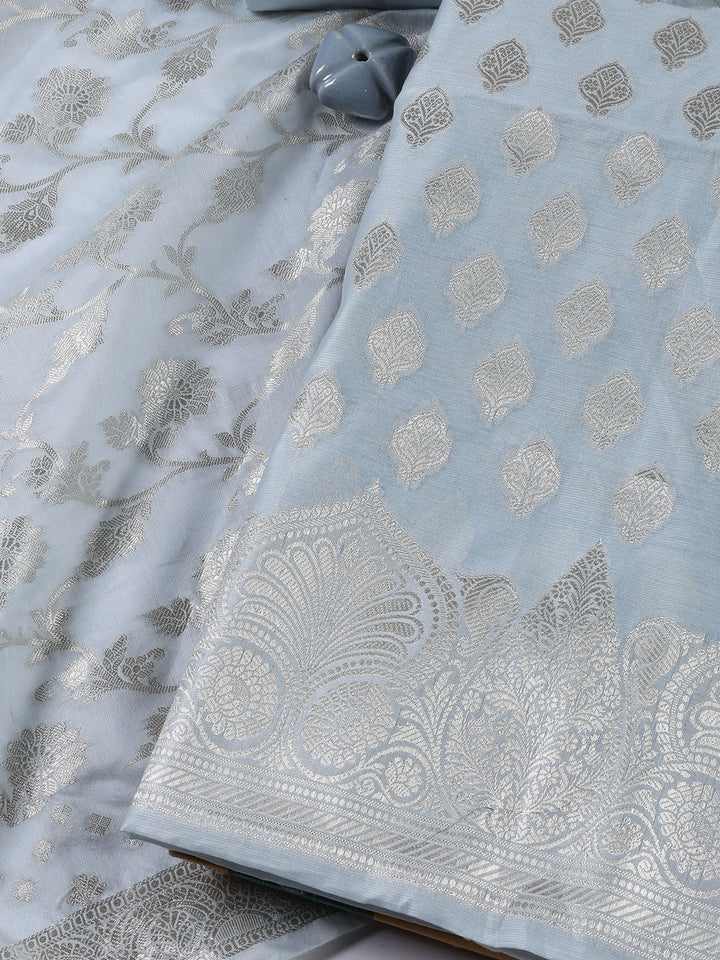 Woven Chanderi Unstitched Suit With Dupatta