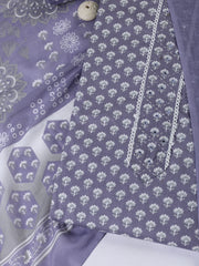 Neck Patti Cotton Blend Unstitched Suit With Dupatta