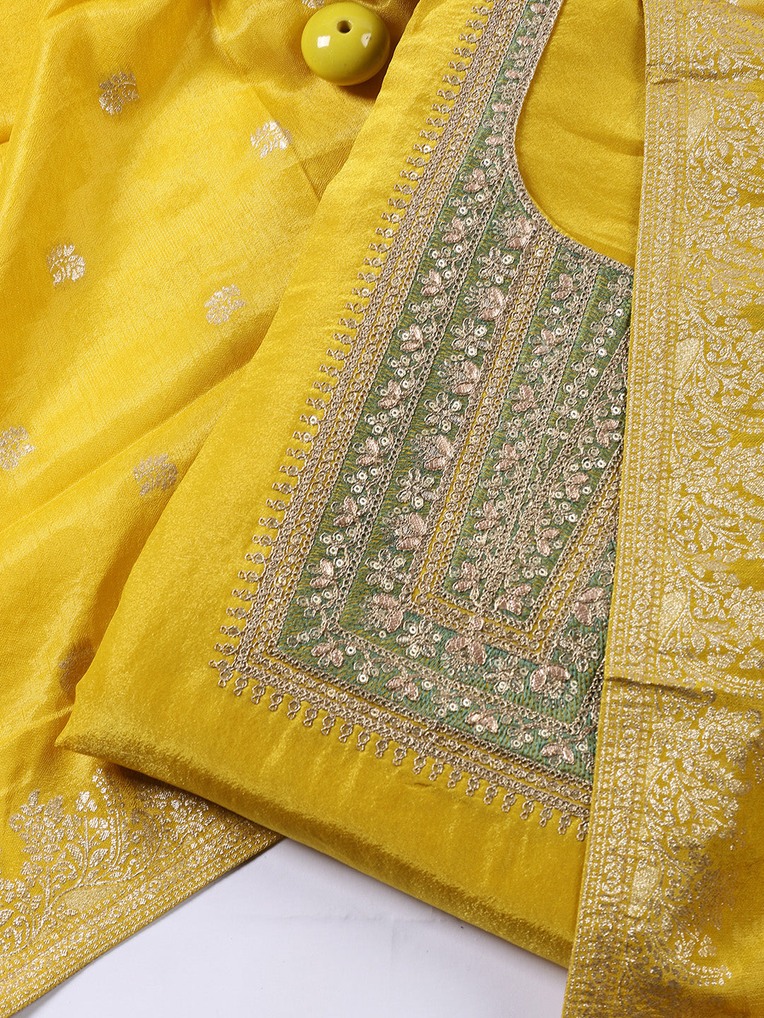 Neck Embroidered Tissue Unstitched Suit With Dupatta