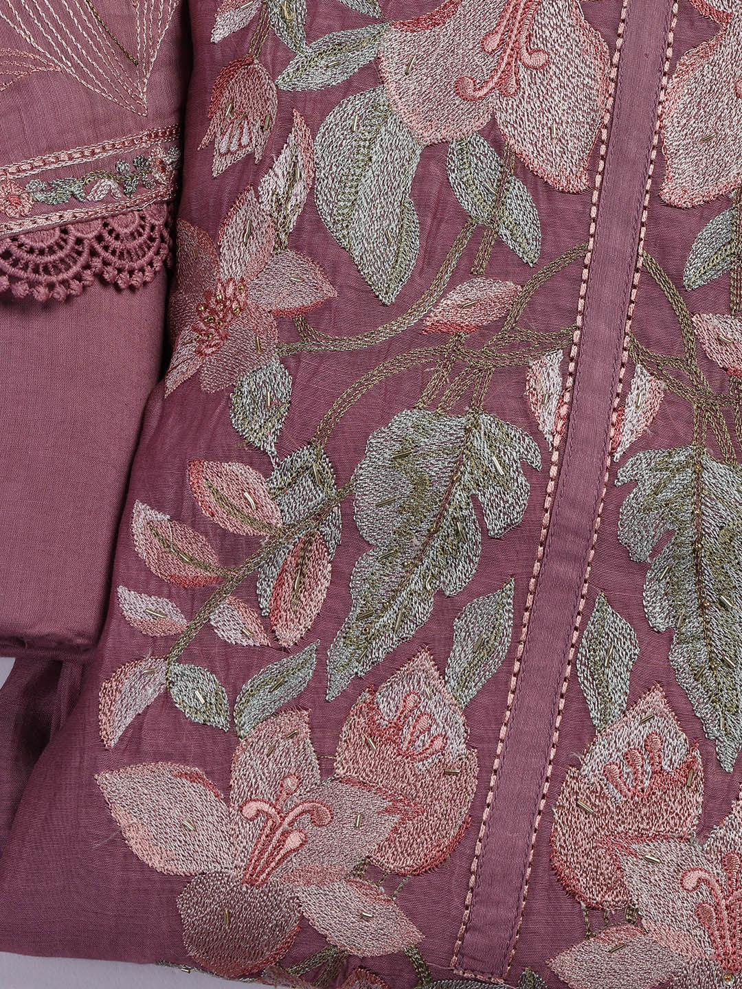 Embroidery Chanderi Unstitched Suit With Dupatta