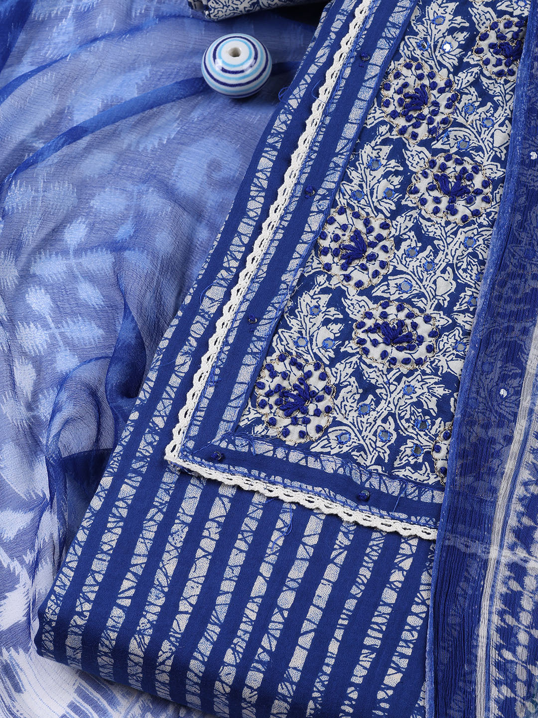 Neck Embroidery Cotton Unstitched Suit Dupatta