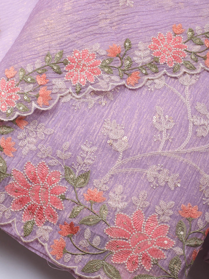 Neck Embroidery Organza Unstitched Suit Piece With Dupatta